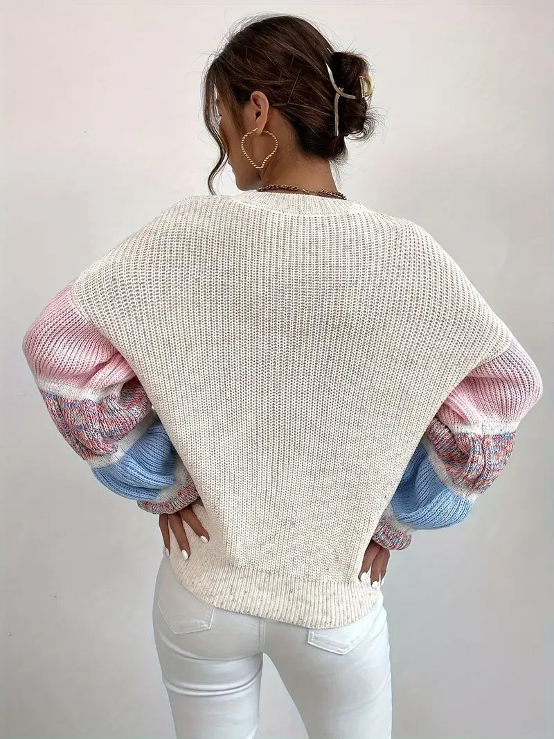 Jersey multicolor para mujer: manga larga y diseño en capas, suave y cálido