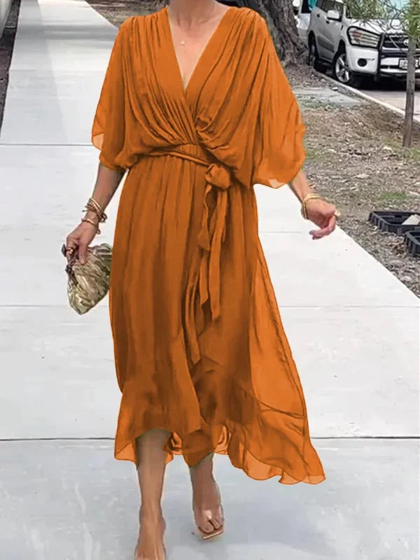 Vestido Mujer – Fluido, Chic y Sofisticado con Cuello en V