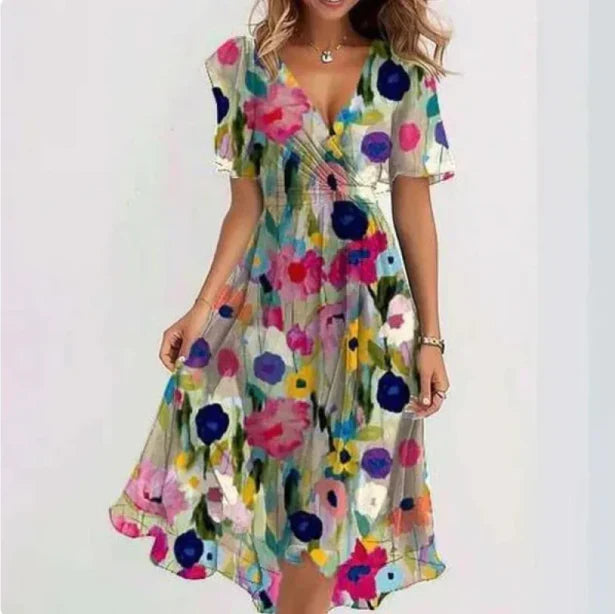 Vestido Elegante Mujer – Corte Moderno con Cuello en V Sofisticado