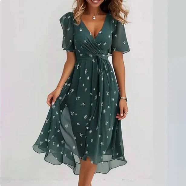 Vestido Elegante Mujer – Corte Moderno con Cuello en V Sofisticado
