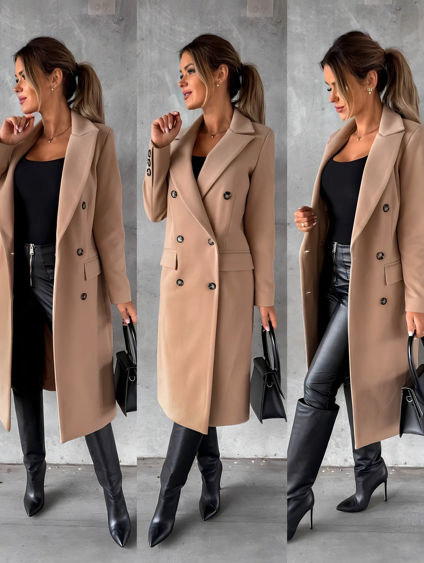 Cortney | Elegante abrigo de mujer con doble botonadura
