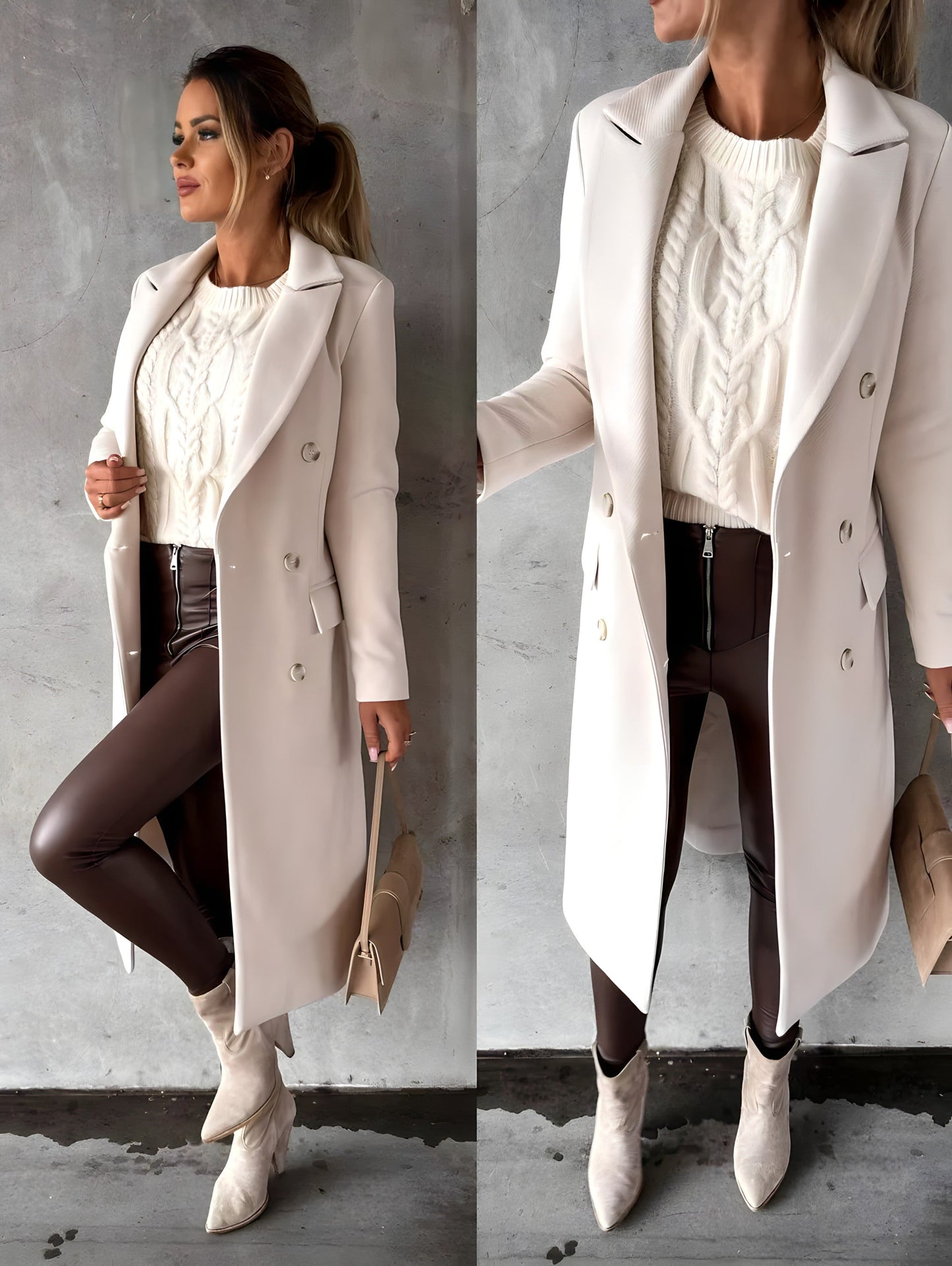 Cortney | Elegante abrigo de mujer con doble botonadura