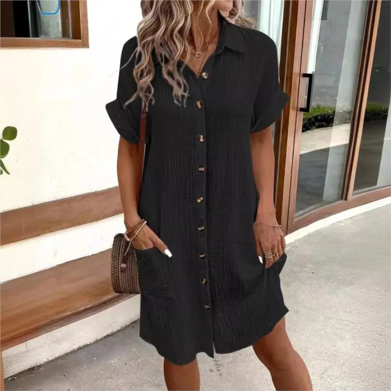Vestido verano femenino bolsillos prácticos y estilo casual