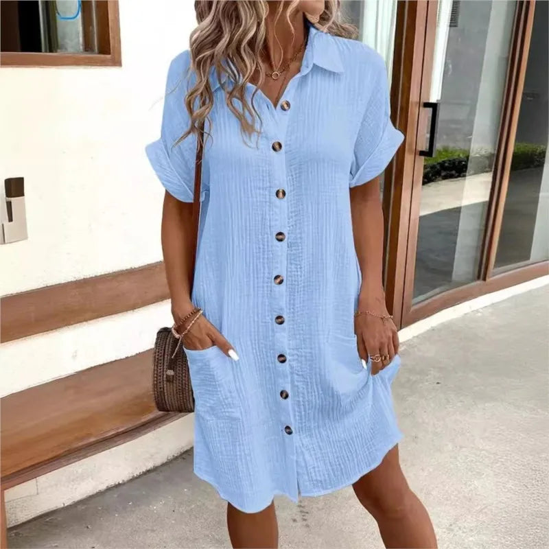 Vestido verano femenino bolsillos prácticos y estilo casual