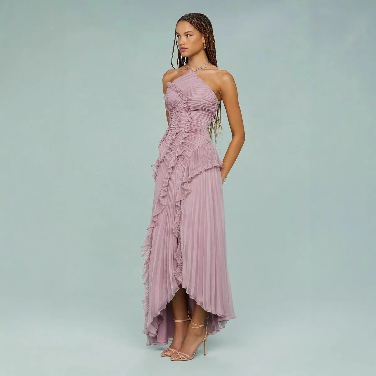 Vestido de Fiesta Largo – Diseño con Volantes, Ideal para Bodas y Cócteles