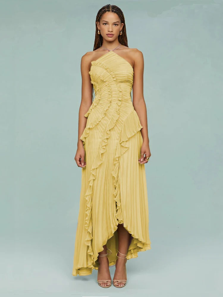 Vestido de Fiesta Largo – Diseño con Volantes, Ideal para Bodas y Cócteles