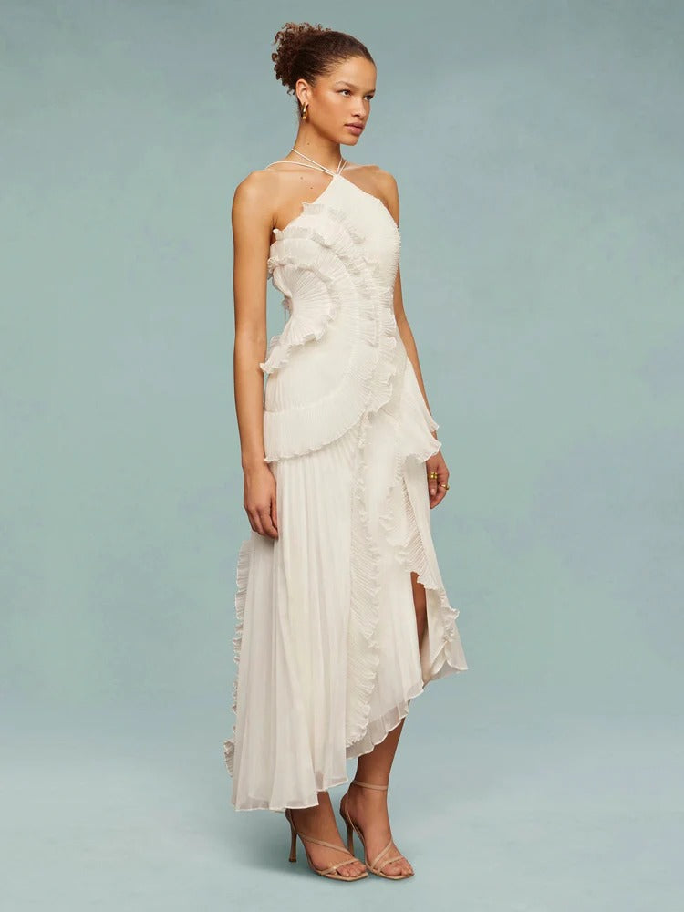 Vestido de Fiesta Largo – Diseño con Volantes, Ideal para Bodas y Cócteles