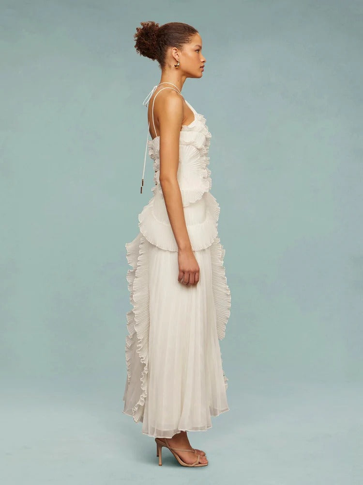 Vestido de Fiesta Largo – Diseño con Volantes, Ideal para Bodas y Cócteles