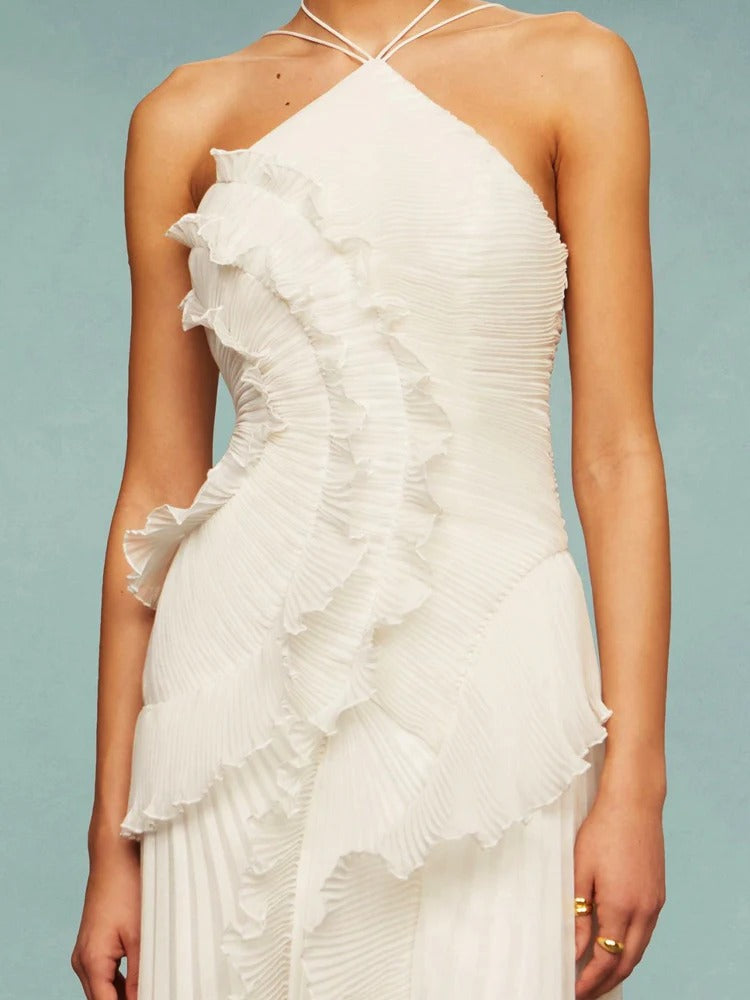 Vestido de Fiesta Largo – Diseño con Volantes, Ideal para Bodas y Cócteles