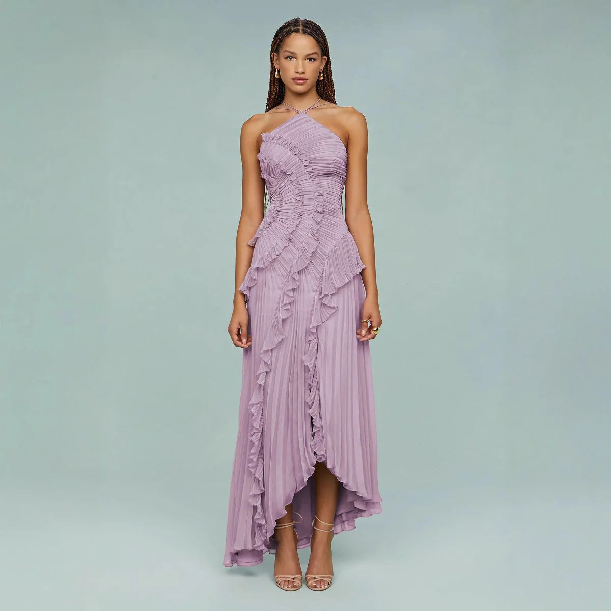 Vestido de Fiesta Largo – Diseño con Volantes, Ideal para Bodas y Cócteles