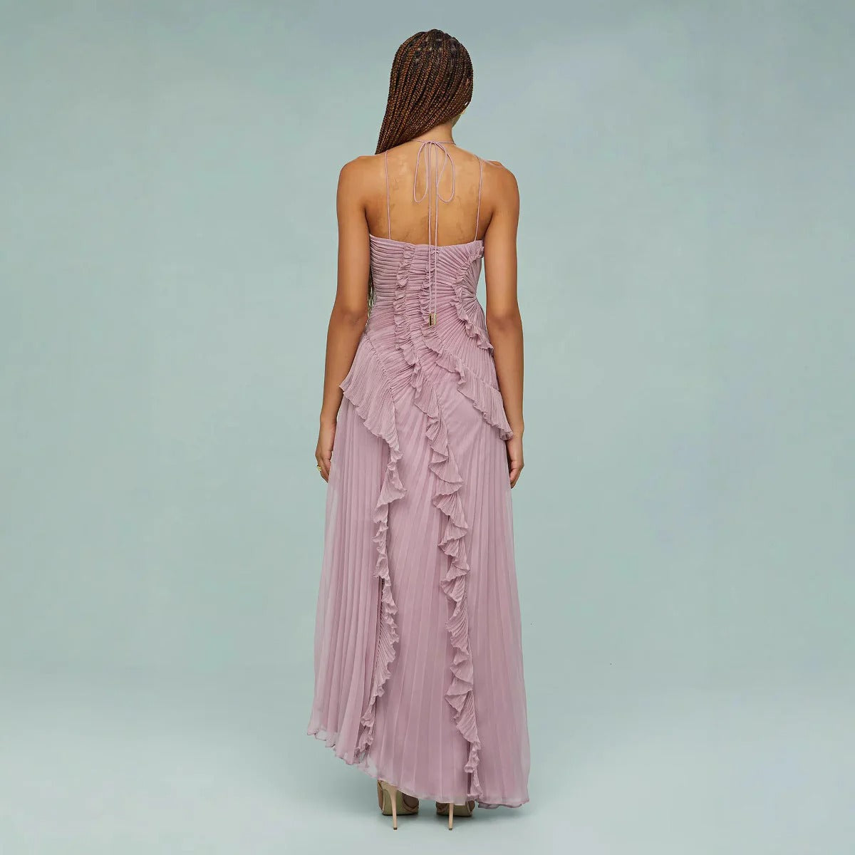 Vestido de Fiesta Largo – Diseño con Volantes, Ideal para Bodas y Cócteles