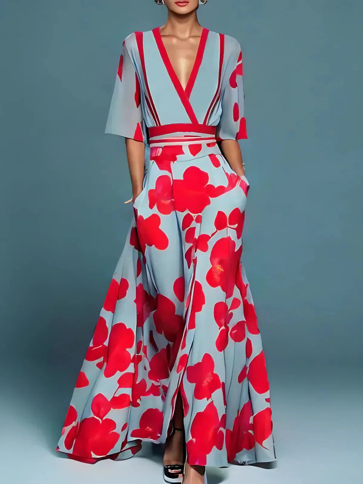 Isabel | Elegante maxivestido con estampado de flores