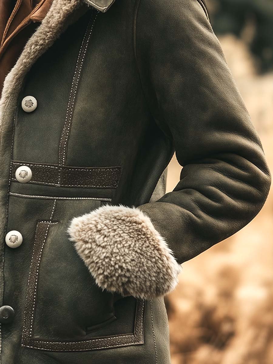 Chaqueta retro de ante para mujer: cálida y clásica con un lujoso forro