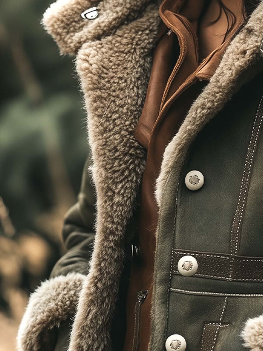 Chaqueta retro de ante para mujer: cálida y clásica con un lujoso forro