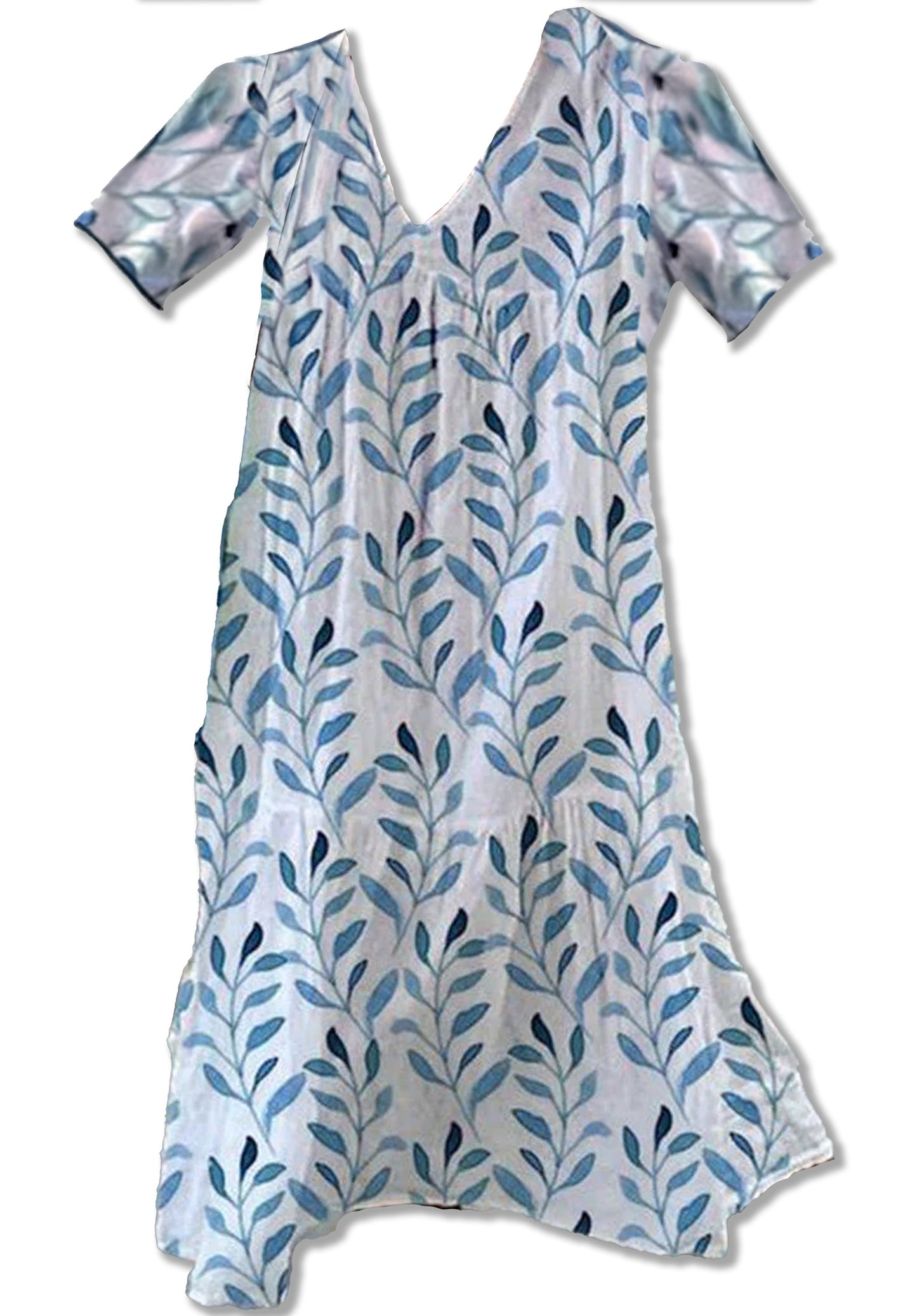 Rachelle | Vestido midi boho con estampado de hojas y corte vaporoso