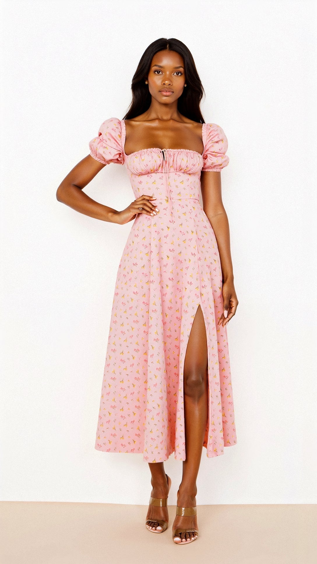 Vestido Midi Mujer – Diseño Atemporal y Elegante con Cuello Cuadrado