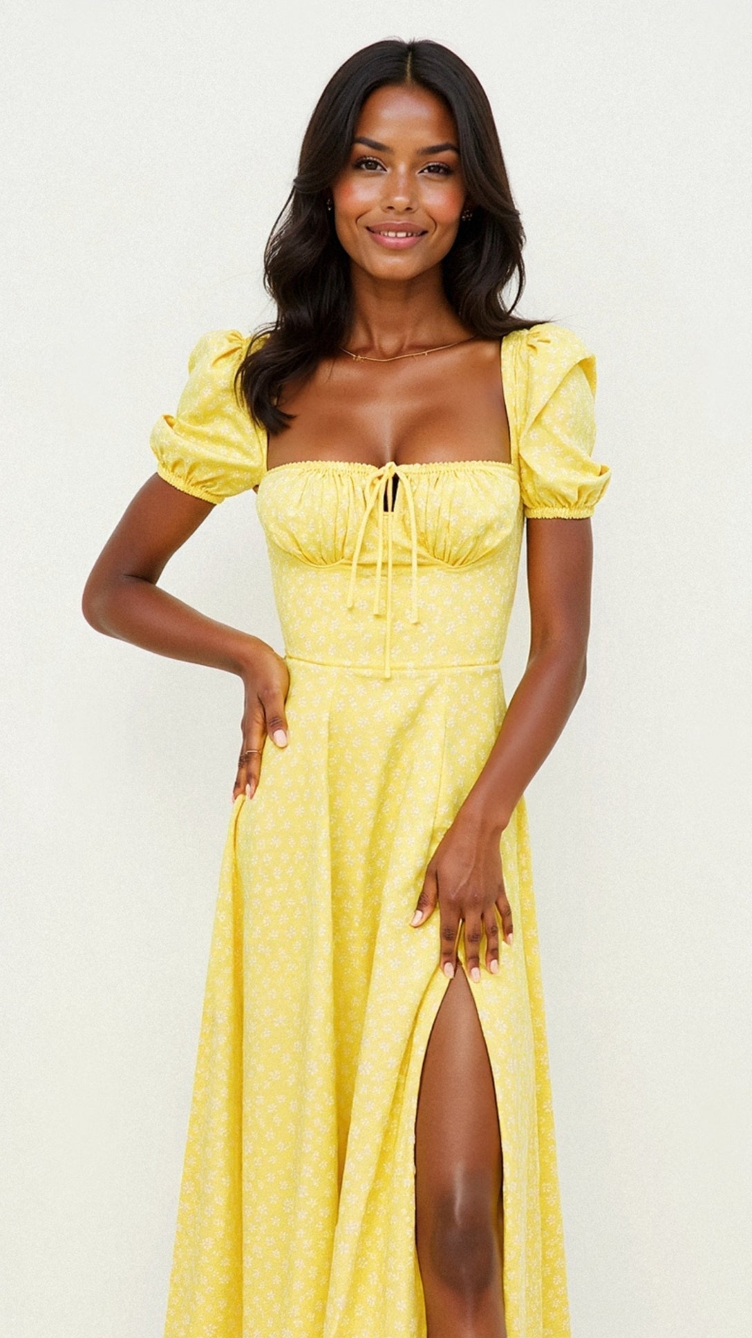 Vestido Midi Mujer – Diseño Atemporal y Elegante con Cuello Cuadrado