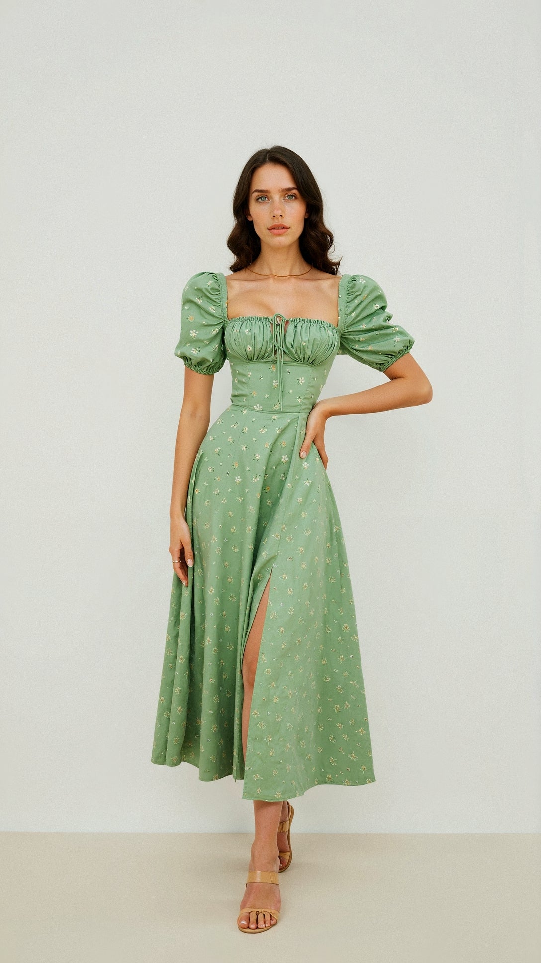Vestido Midi Mujer – Diseño Atemporal y Elegante con Cuello Cuadrado