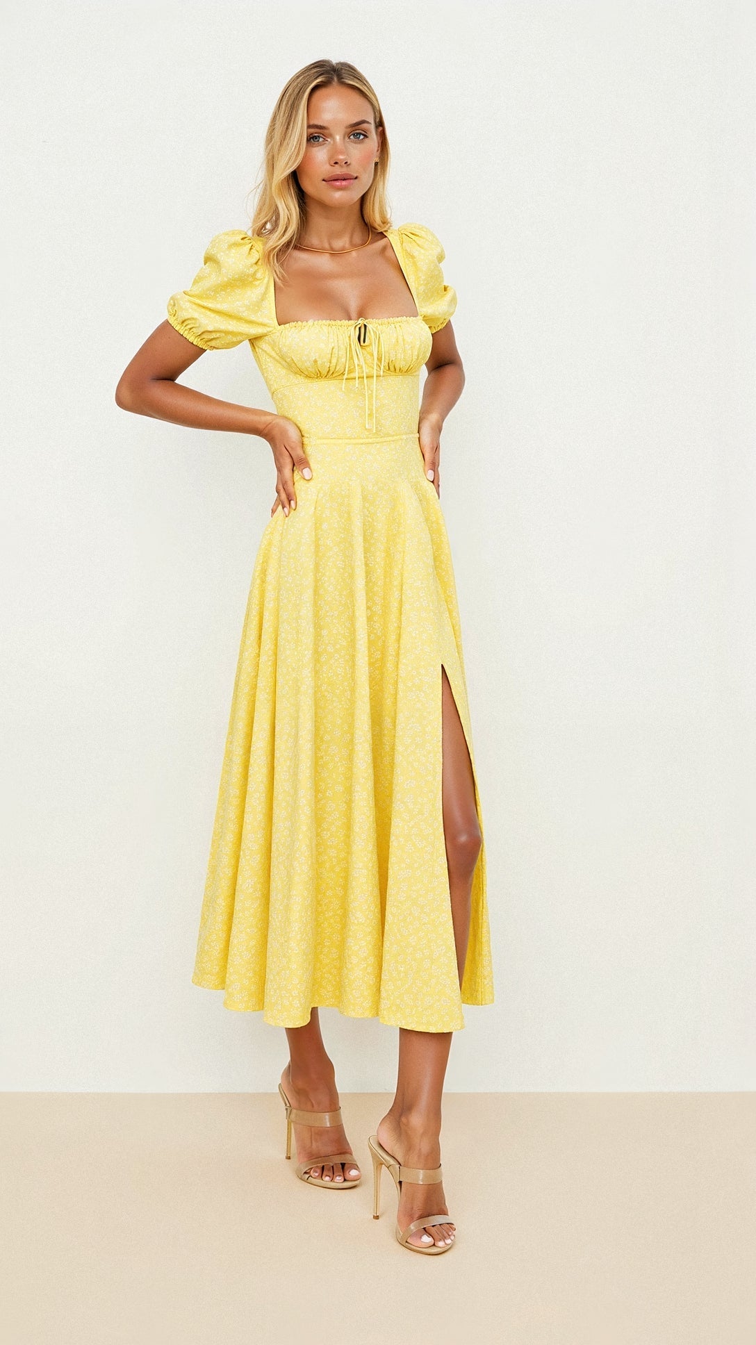 Vestido Midi Mujer – Diseño Atemporal y Elegante con Cuello Cuadrado