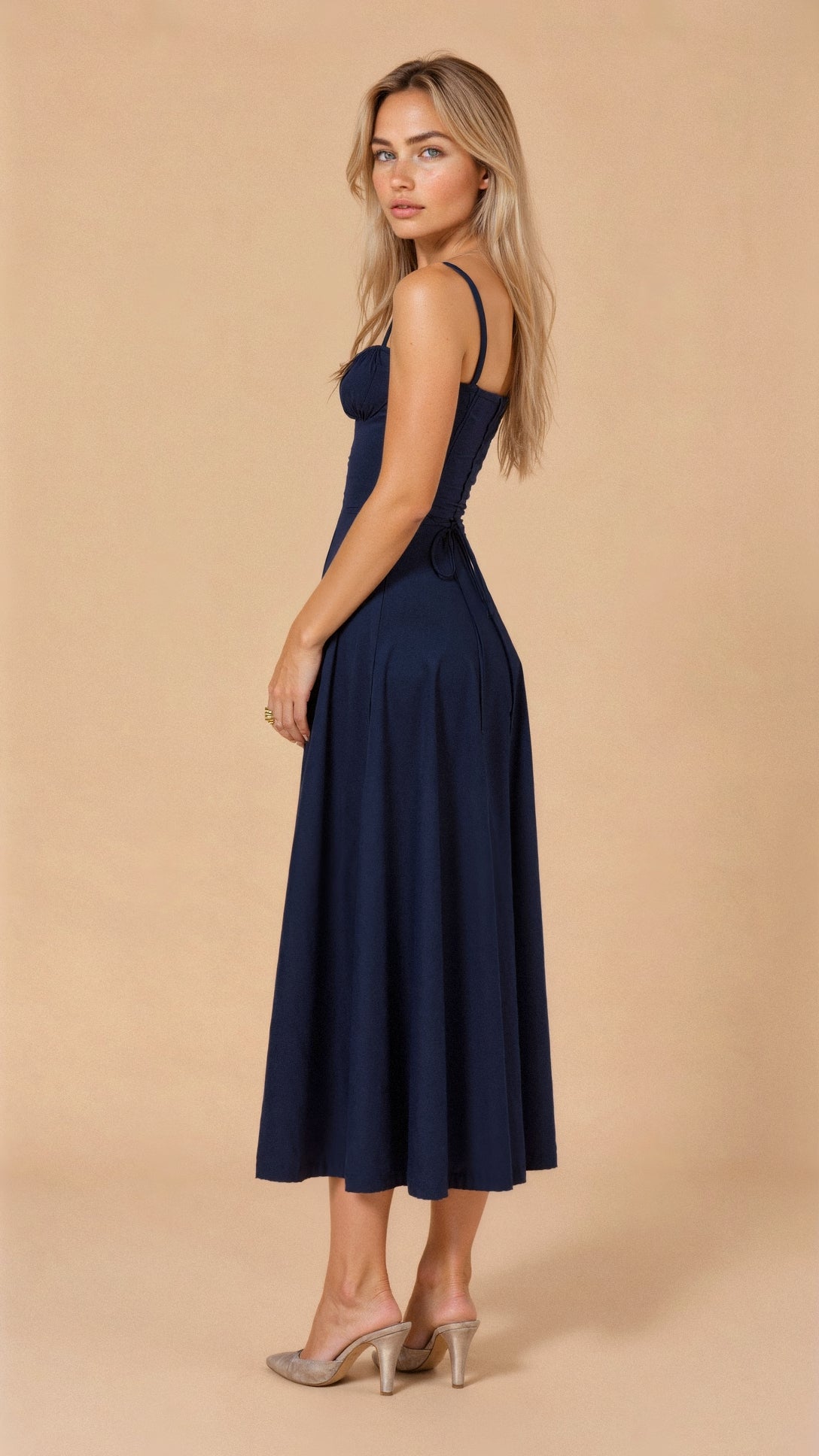 Vestido Midi Elegante Mujer – Corsé Detallado, Cómodo y Atemporal