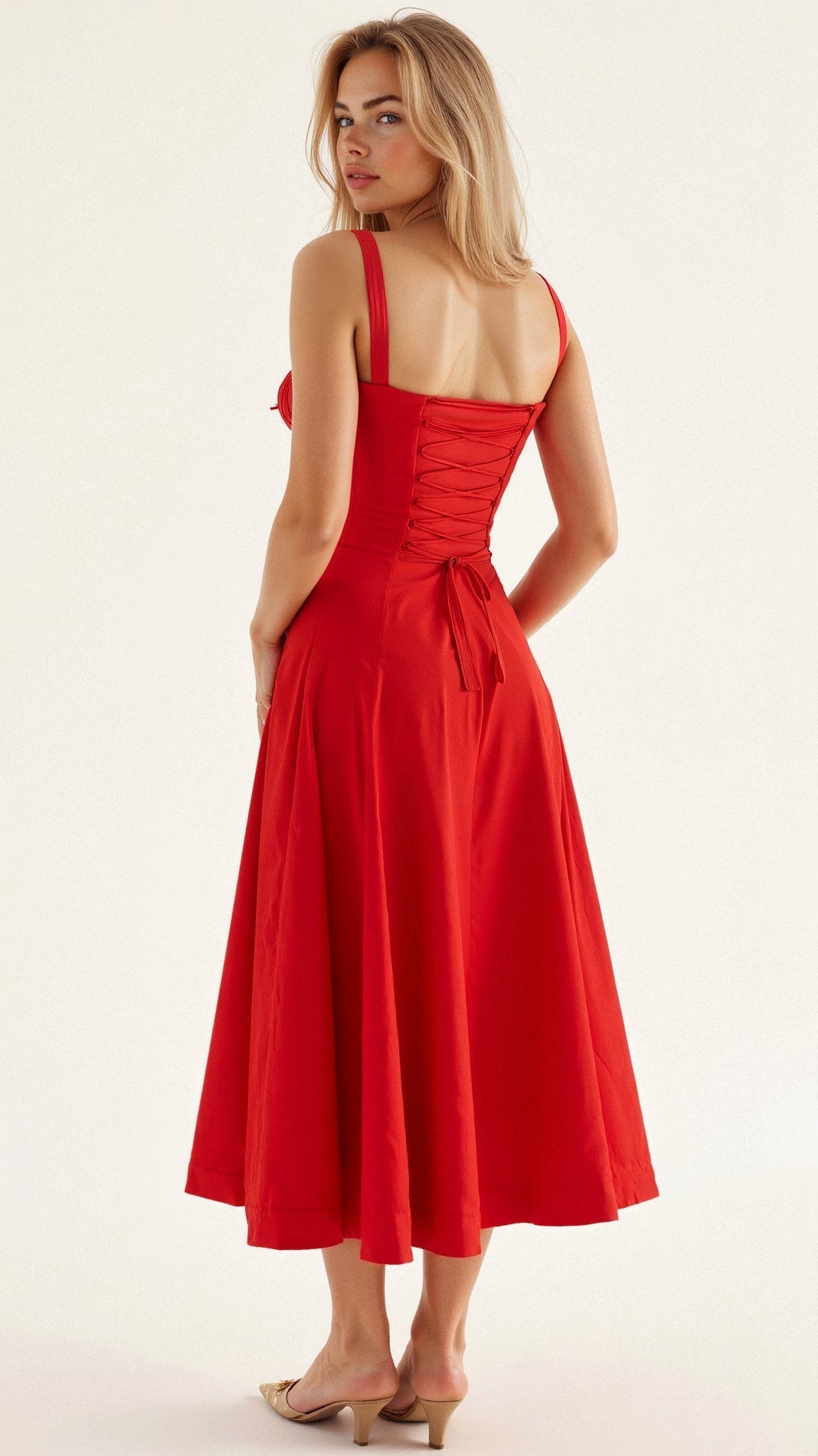Vestido Midi Elegante Mujer – Corsé Detallado, Cómodo y Atemporal