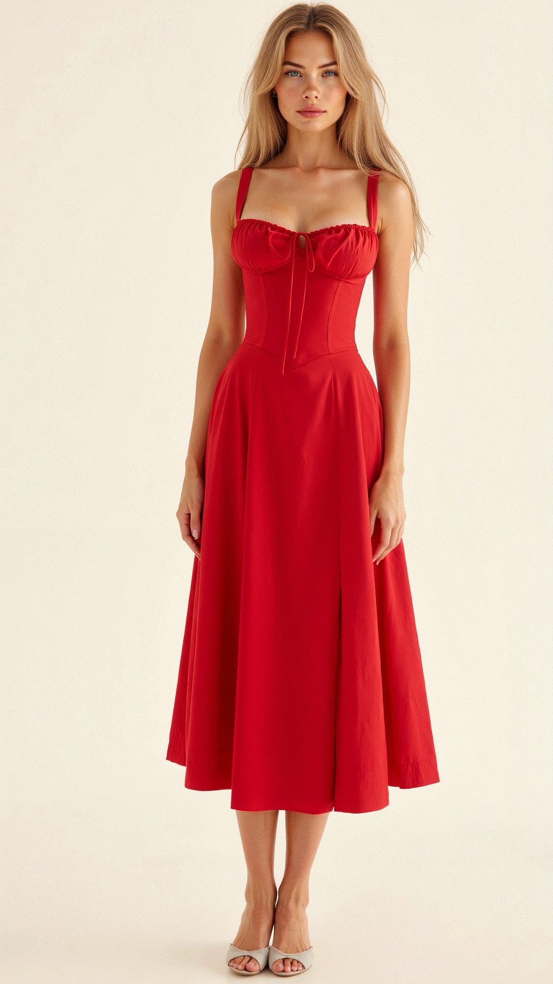 Vestido Midi Elegante Mujer – Corsé Detallado, Cómodo y Atemporal