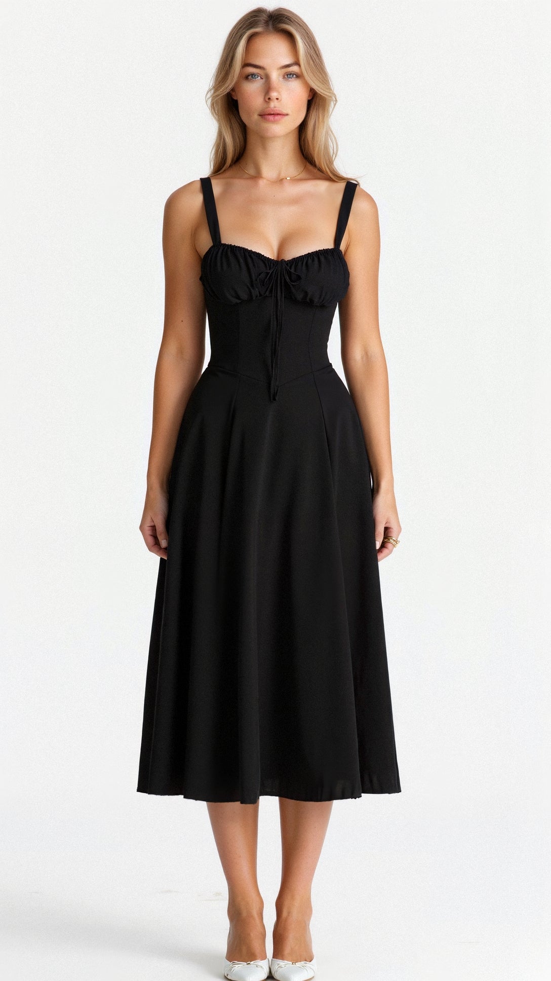 Vestido Midi Elegante Mujer – Corsé Detallado, Cómodo y Atemporal