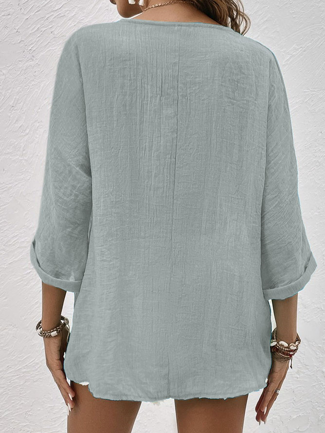 Candela | Blusa de lino con cuello de pico