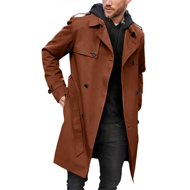 Abrigo largo hombre trench doble botonadura cómodo y versátil