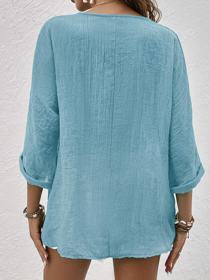 Candela | Blusa de lino con cuello de pico