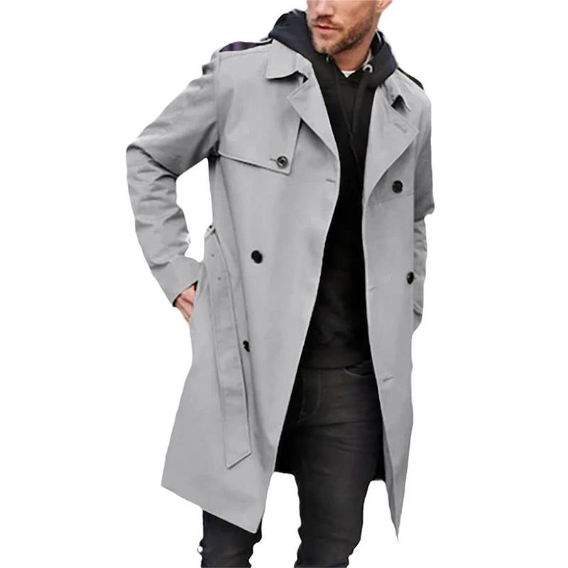 Abrigo largo hombre trench doble botonadura cómodo y versátil