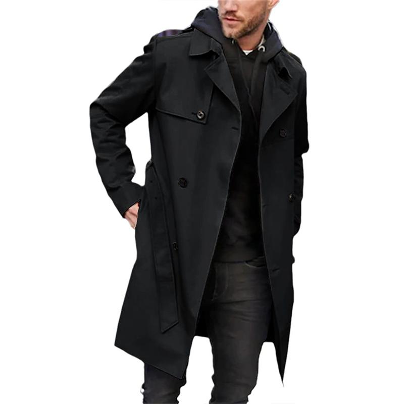 Abrigo largo hombre trench doble botonadura cómodo y versátil
