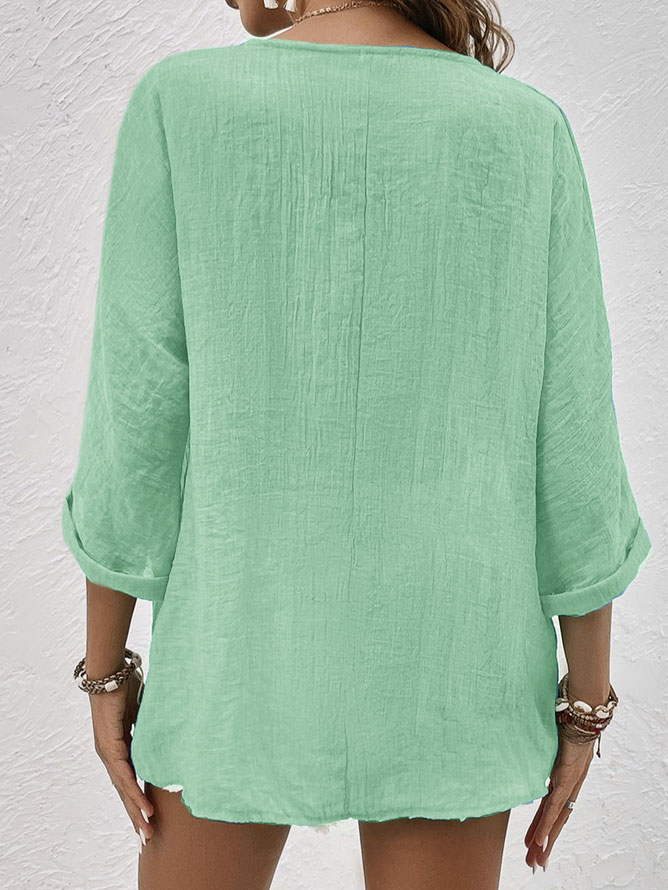 Candela | Blusa de lino con cuello de pico