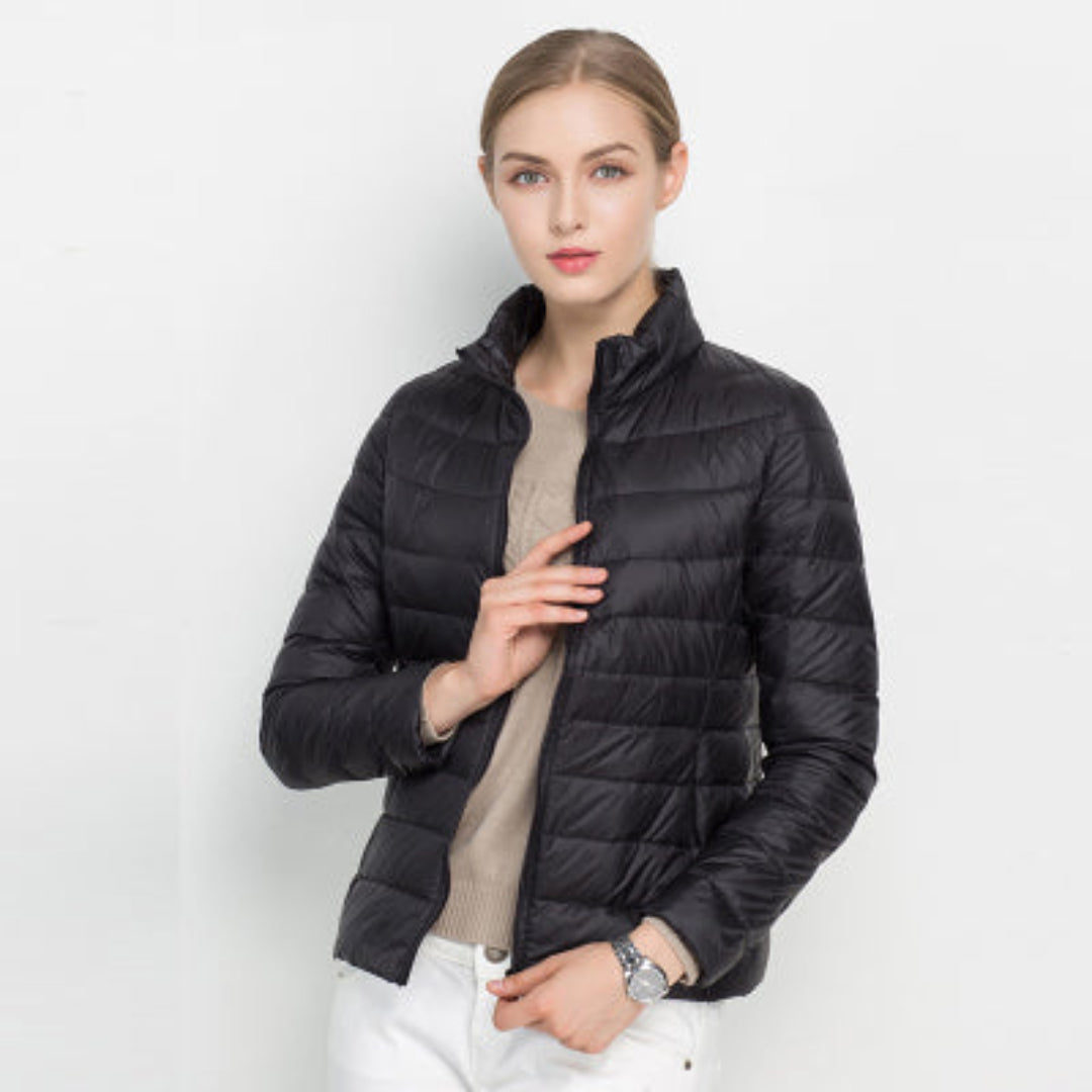 Chaqueta acolchada de manga larga para mujer, cálida, ligera e impermeable, ideal para el invierno.