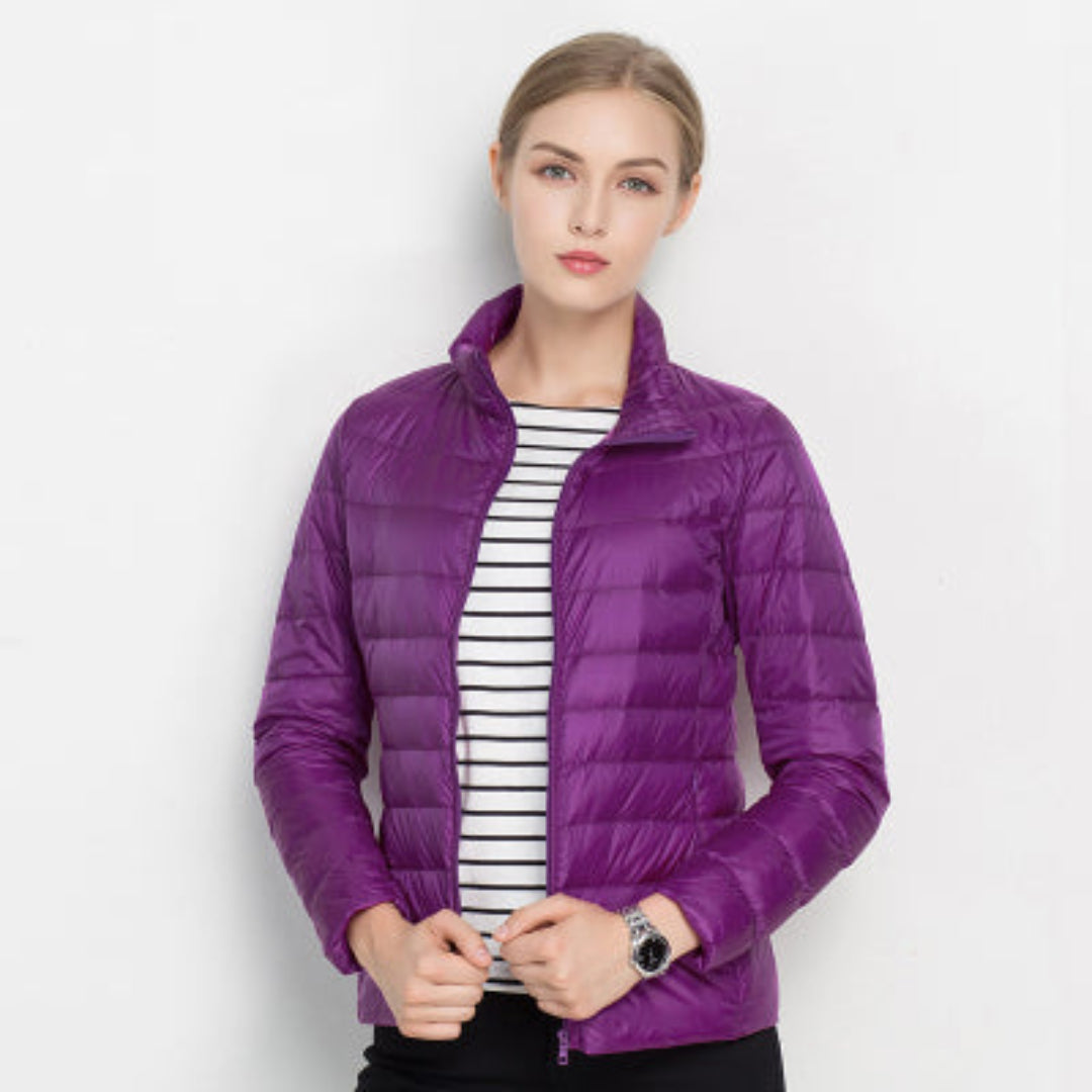 Chaqueta acolchada de manga larga para mujer, cálida, ligera e impermeable, ideal para el invierno.