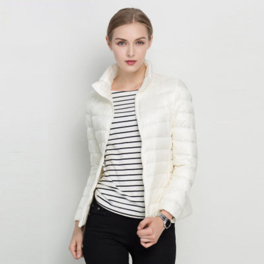 Chaqueta acolchada de manga larga para mujer, cálida, ligera e impermeable, ideal para el invierno.