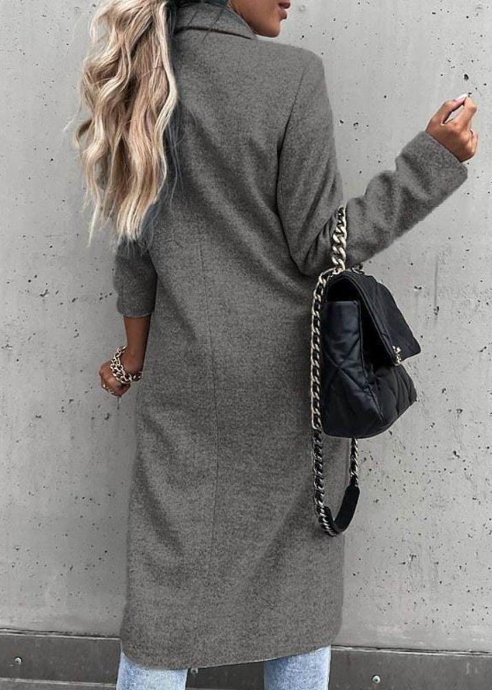 Chaqueta de invierno cálida para mujer: chaqueta larga de lana clásica y elegante