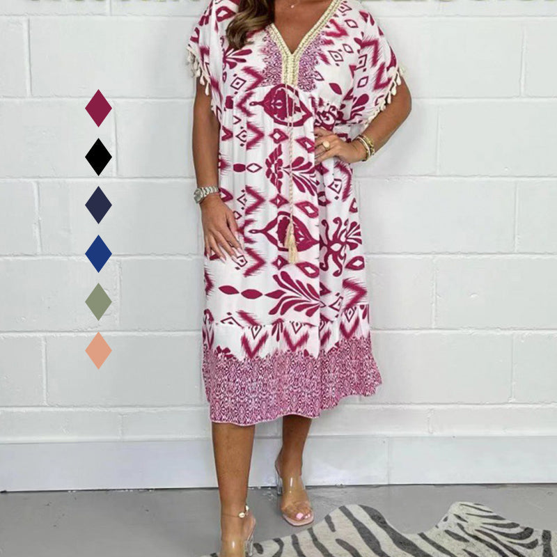 Emely | Vestido Informal Estampado Con Cuello en V