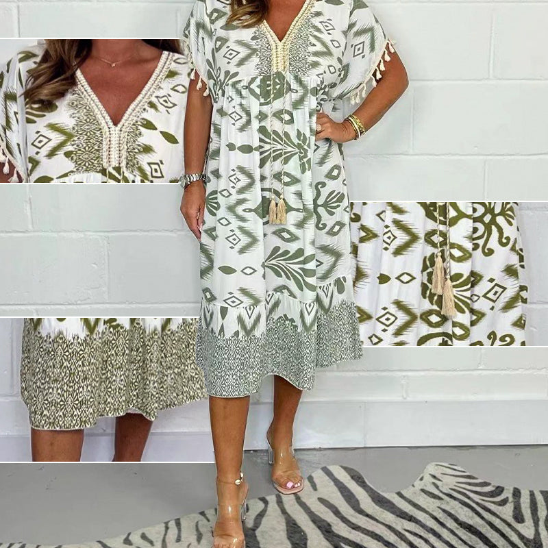 Emely | Vestido Informal Estampado Con Cuello en V