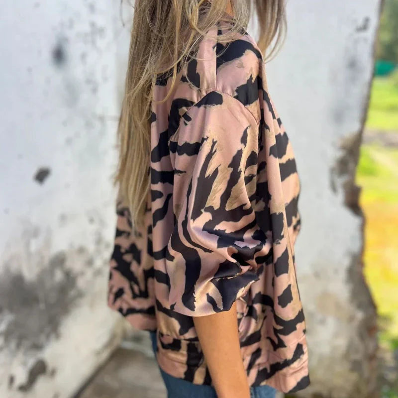 Chaqueta Mujer – Bomber con Cremallera, Estilo Animal Print y Urbano