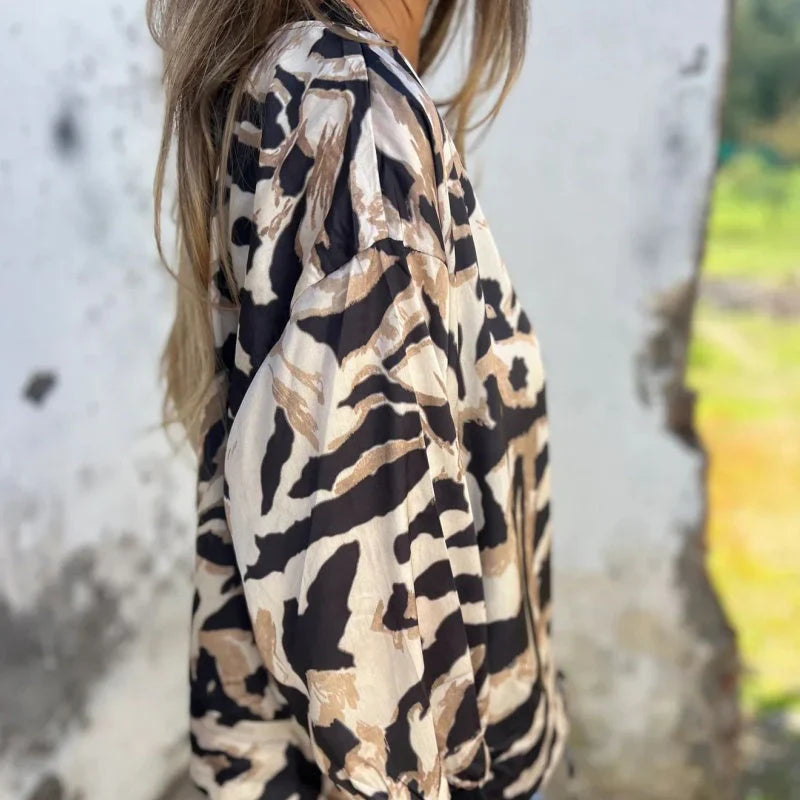 Chaqueta Mujer – Bomber con Cremallera, Estilo Animal Print y Urbano