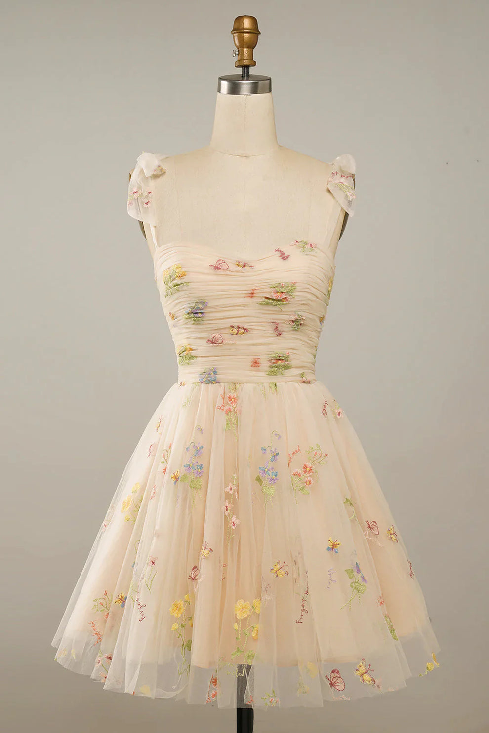 Vestido Largo Mujer – Tul Romántico y Flores Bordadas para Eventos
