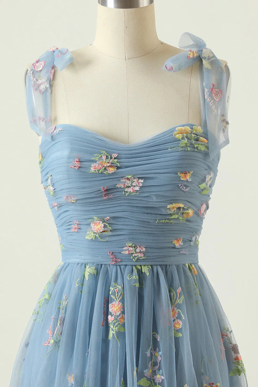 Vestido Largo Mujer – Tul Romántico y Flores Bordadas para Eventos