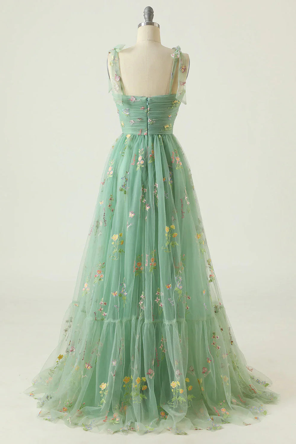 Vestido Largo Mujer – Tul Romántico y Flores Bordadas para Eventos