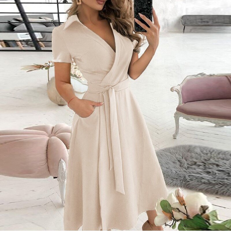 Vestido femenino sofisticado, moderno y versátil para primavera y verano