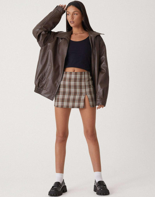 Chaqueta de cuero casual para mujer