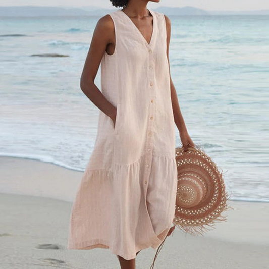 Vestido de mujer lino elegante y fresco diario