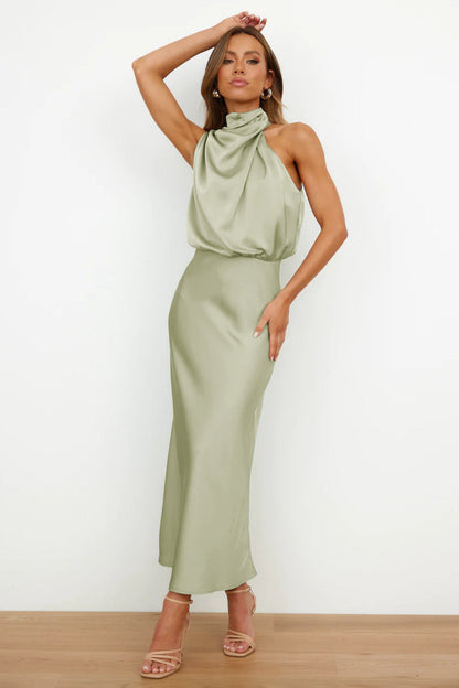 Vestido satinado femenino, cómodo y moderno
