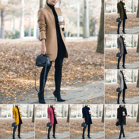 Blazer de lana para mujer con cuello alto: clásico y elegante, ideal para la oficina y el día a día