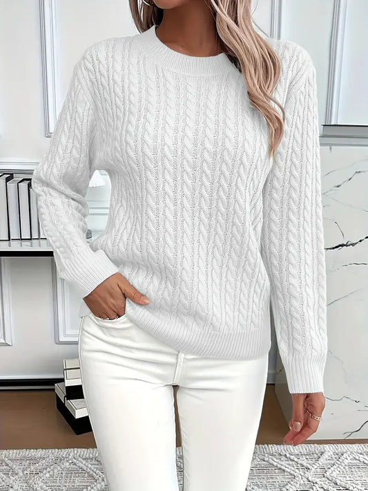 Jersey femenino cable knit mujer moderno y versátil diario